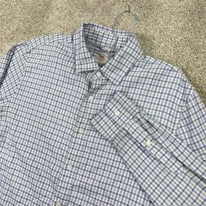 FAHERTY BRAND Button Up Shirt Mens Size Medium Plaid Blue Long Sleeve